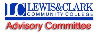 Lewis & Clark Community College Advisory Committee logo in blue and red text