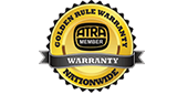 Gold-rimmed black and yellow warranty seal with stars and “AIRDA MEMBER” in the center.