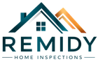 REMDY Home Inspections logo with a teal and orange house roof icon