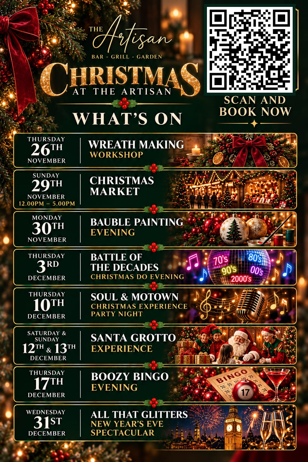 Christmas at The Artisan what's on poster