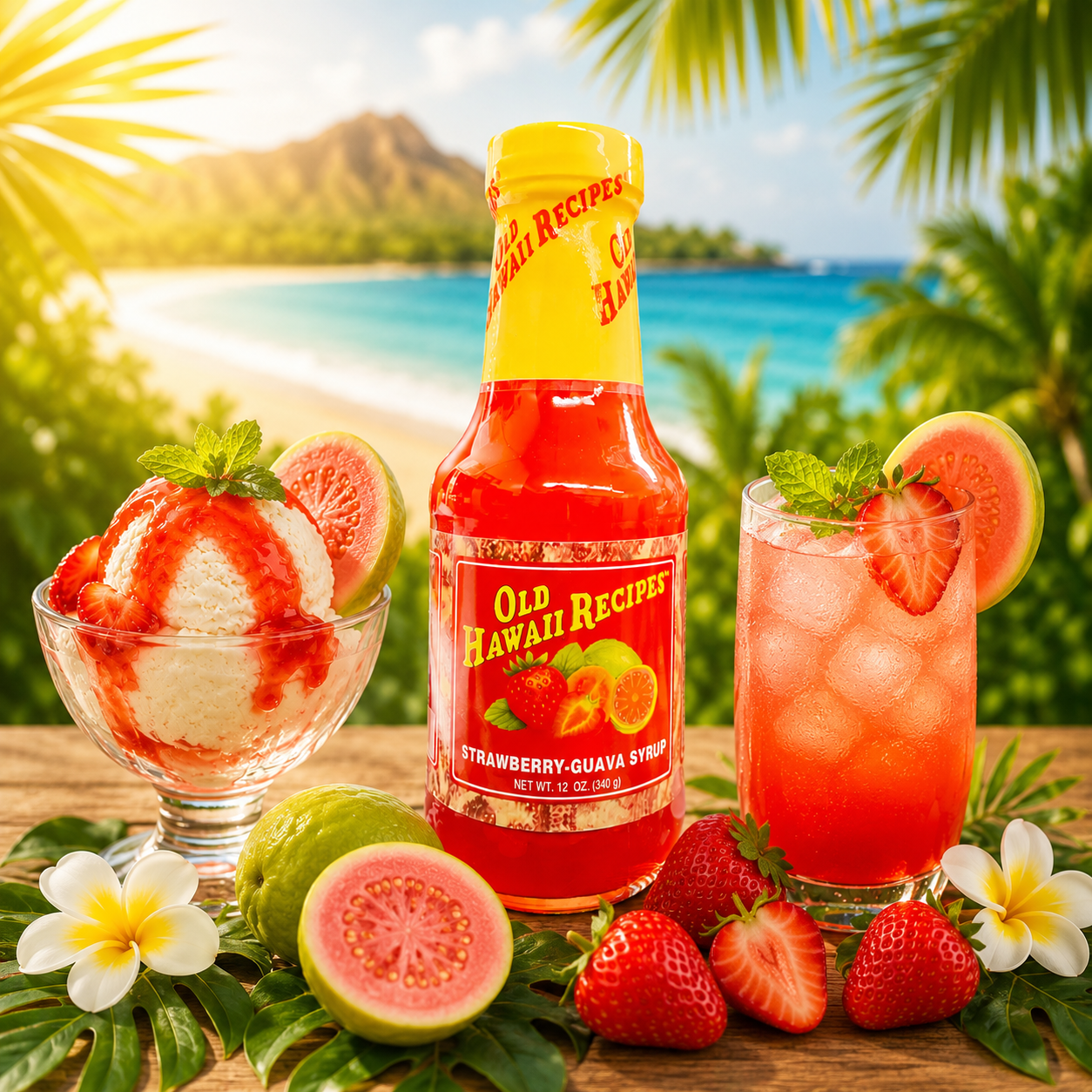 Old Hawaii Recipes (OHR) Strawberry Guava Syrup 