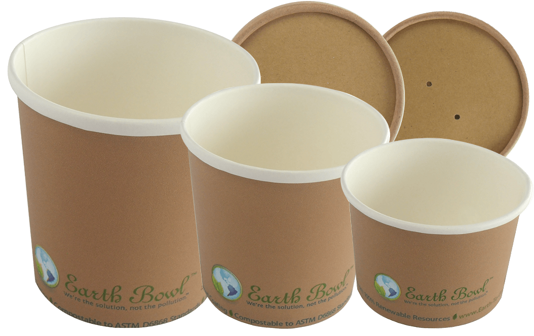 EARTH BOWL KRAFT COMPOSTABLE SOUP CONTAINERS WITH LIDS