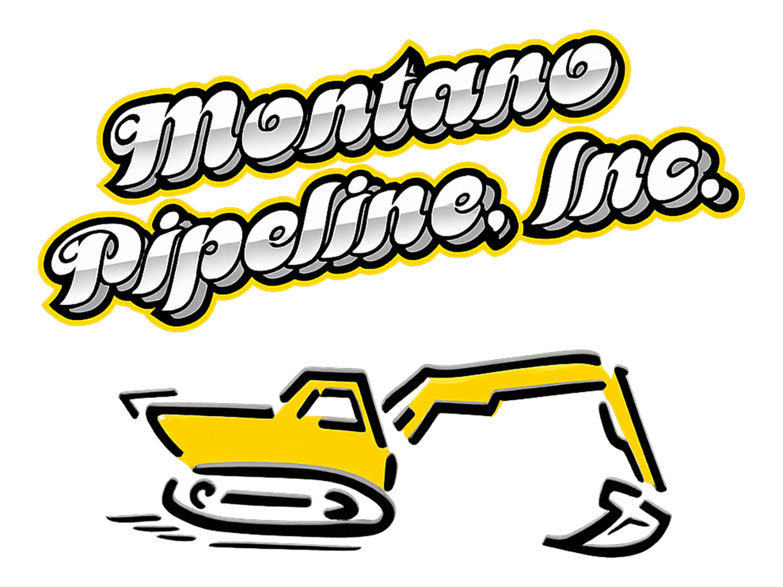 Montana Pipeline, Inc. logo with stylized text and a yellow excavator.