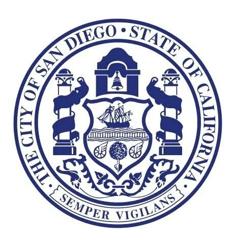 Seal of the City of San Diego, featuring a ship, bell, and the phrase 