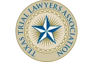 Texas Trial Lawyers Association seal with blue star and gold chain border