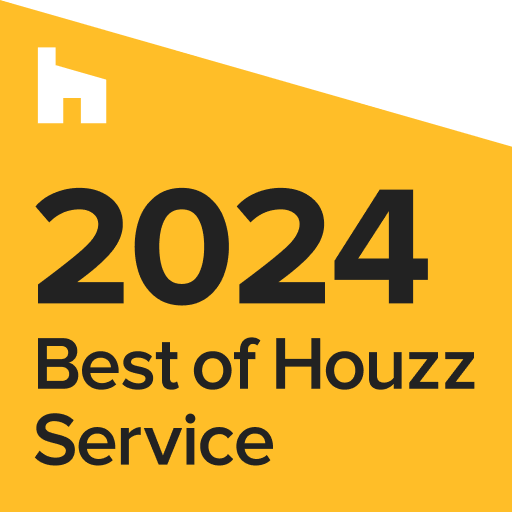 Yellow badge with a house icon and text 