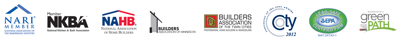 Logos for NARI, NKBA, NAHB, and other building and design organizations.