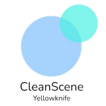 a blue and green logo for cleanscene yellowknife