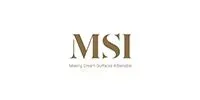 MSI logo in gold serif letters on a white background with small tagline below
