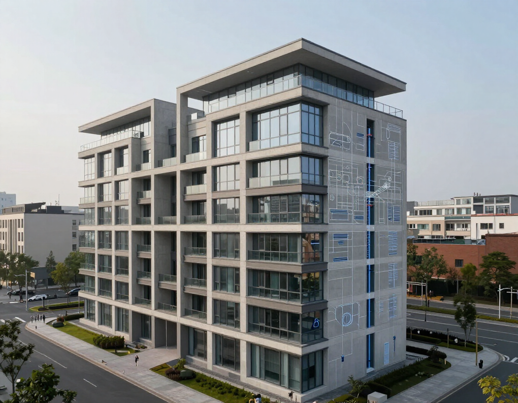 edificio con concetto di analisi sismica