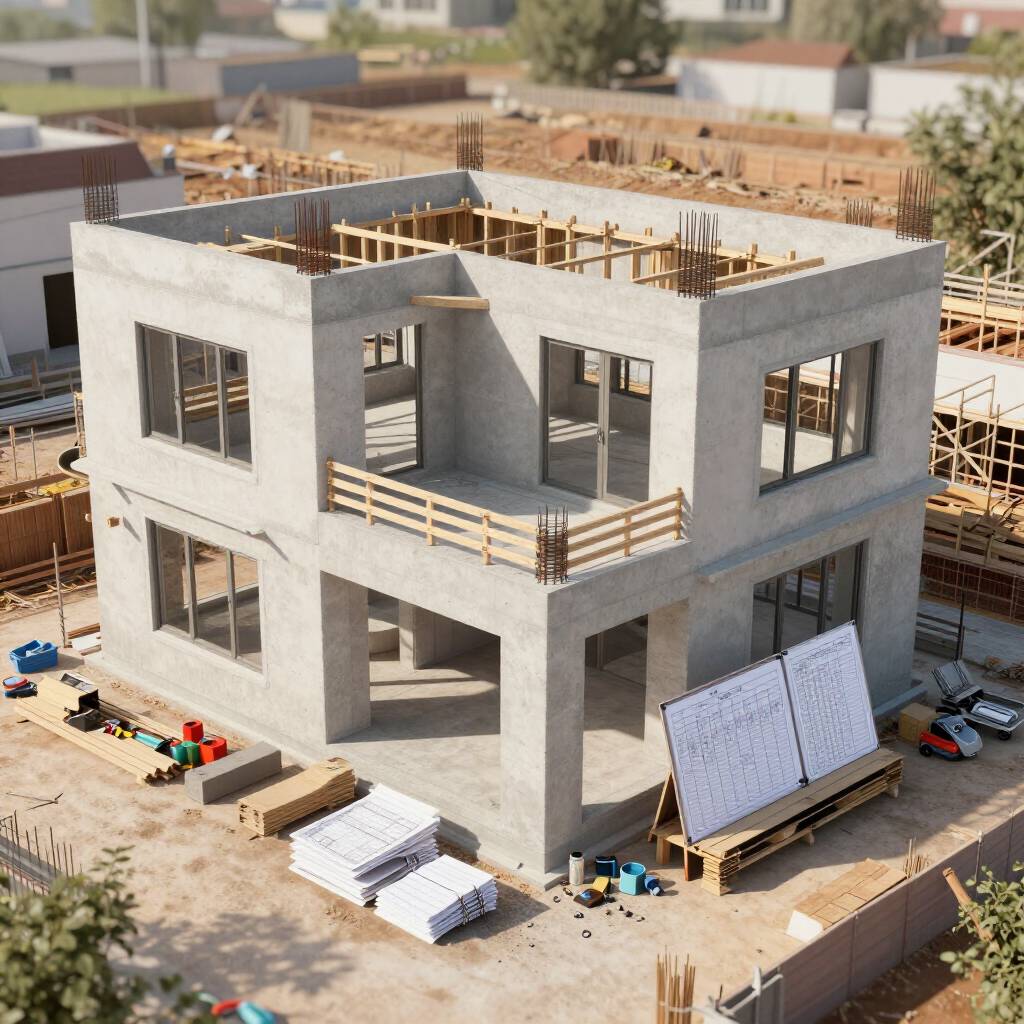 Villa residenziale moderna in progettazione strutturale