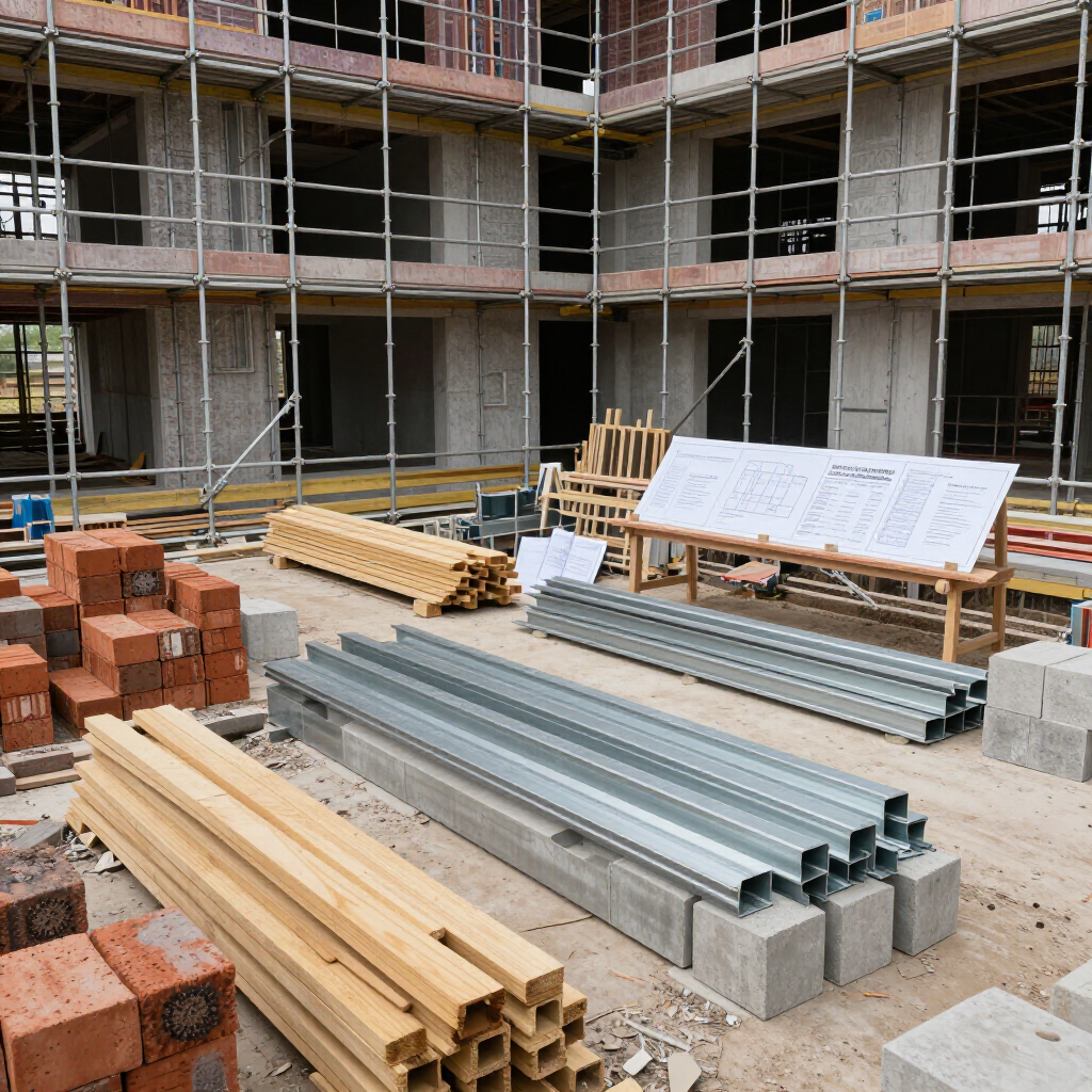 Cantiere residenziale con verifiche statiche