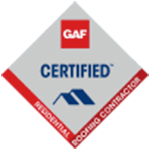 A logo for a roofing contractor that is certified