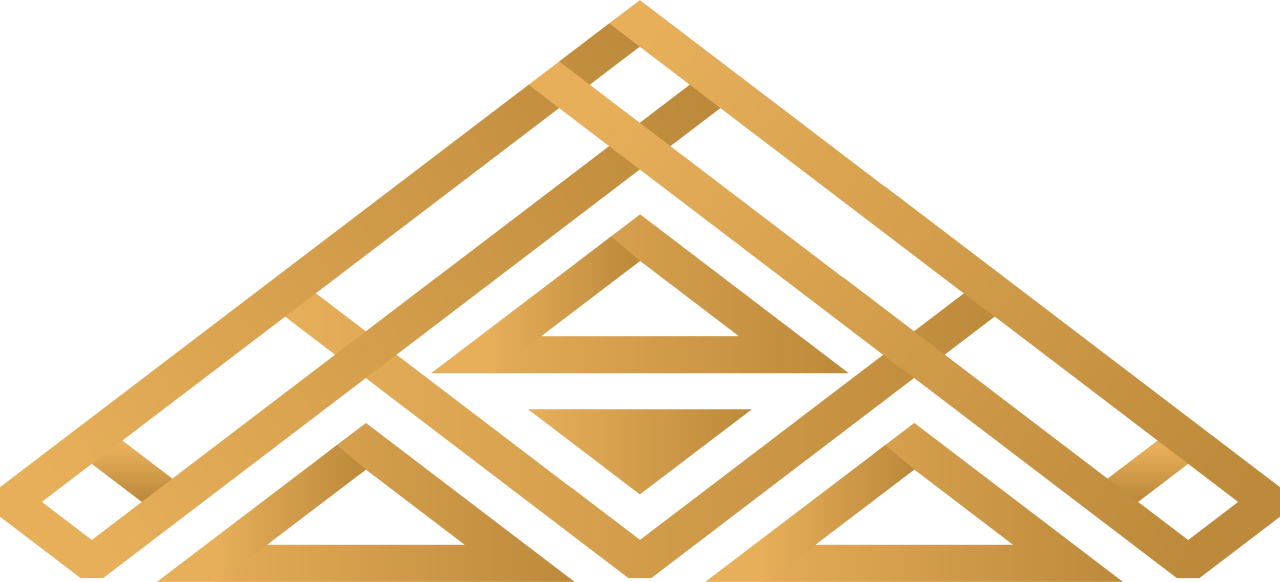 A gold triangle with a diamond in the middle on a white background.