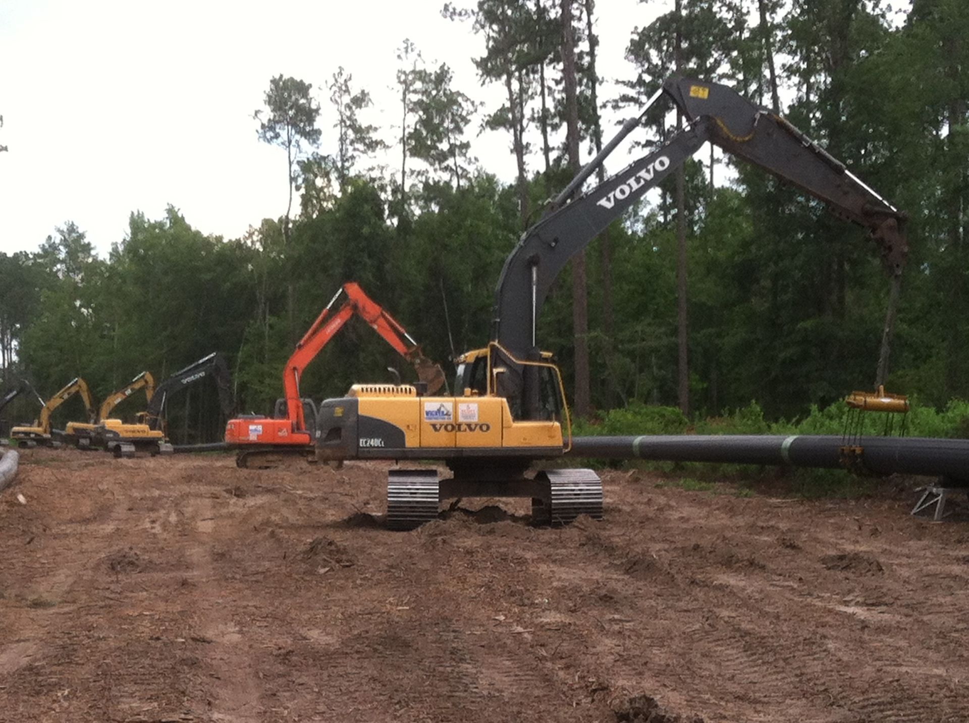 A volvo excavator is working on a construction site