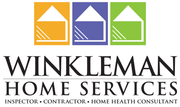 Logo for Winkleman Home Services featuring house icons and company name.