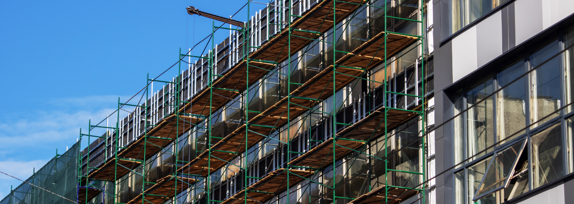 Picture of scaffolding on a building. 