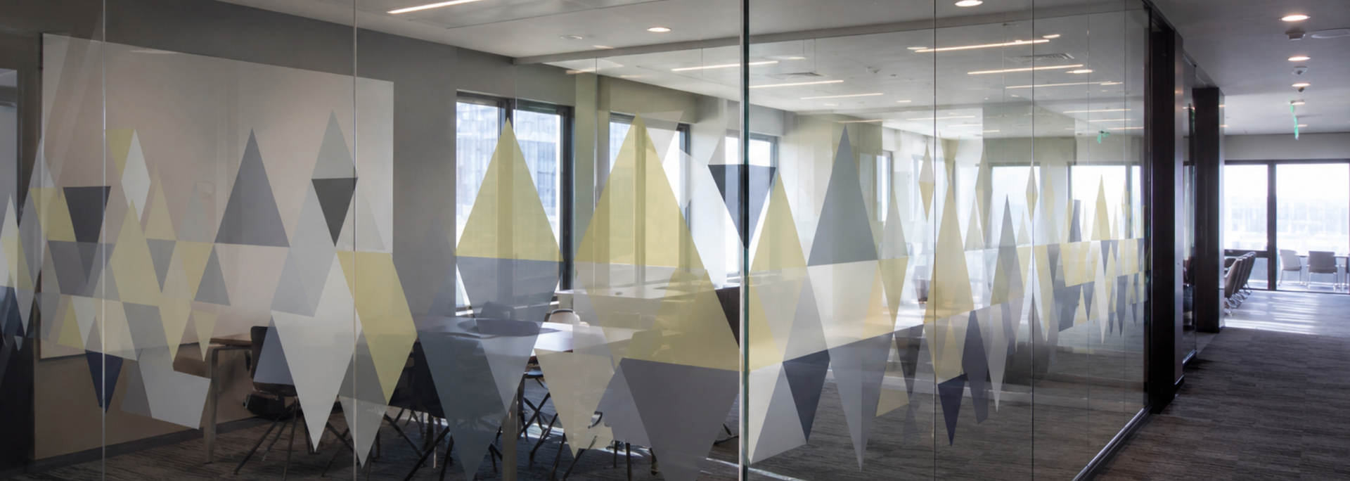 Picture of digitally printed glass in an office, Picture of digitally printed glass in an office,