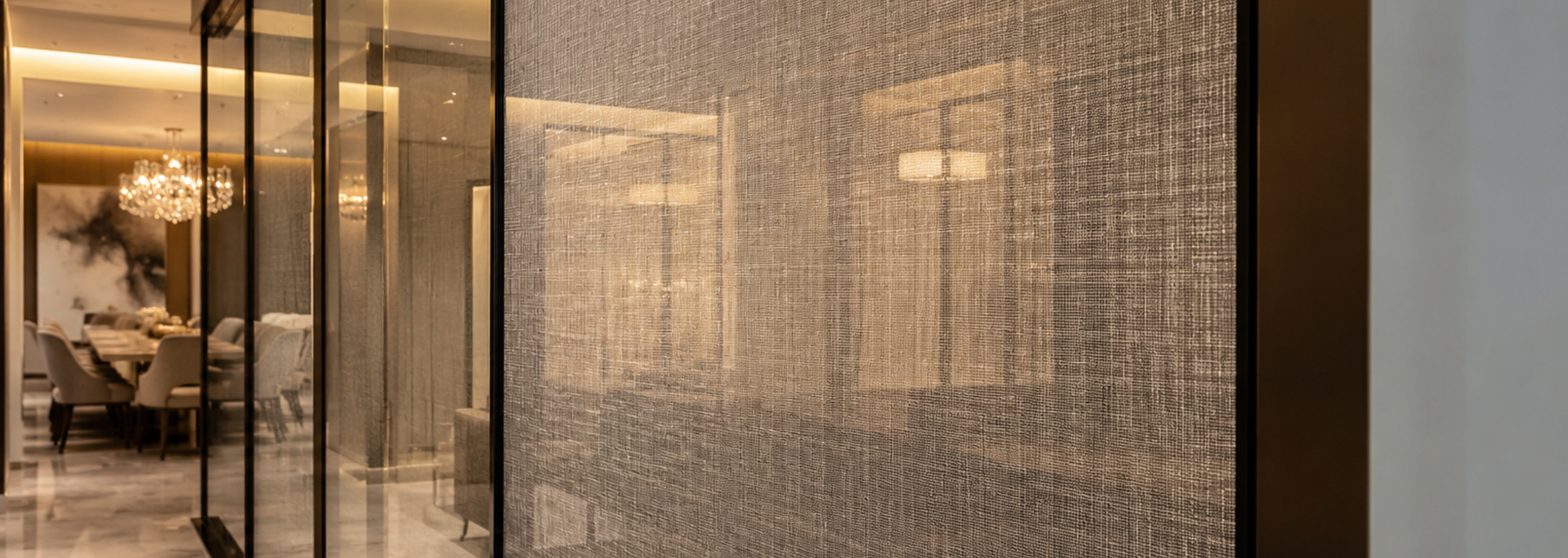 Picture of Fabric- laminated glass. 