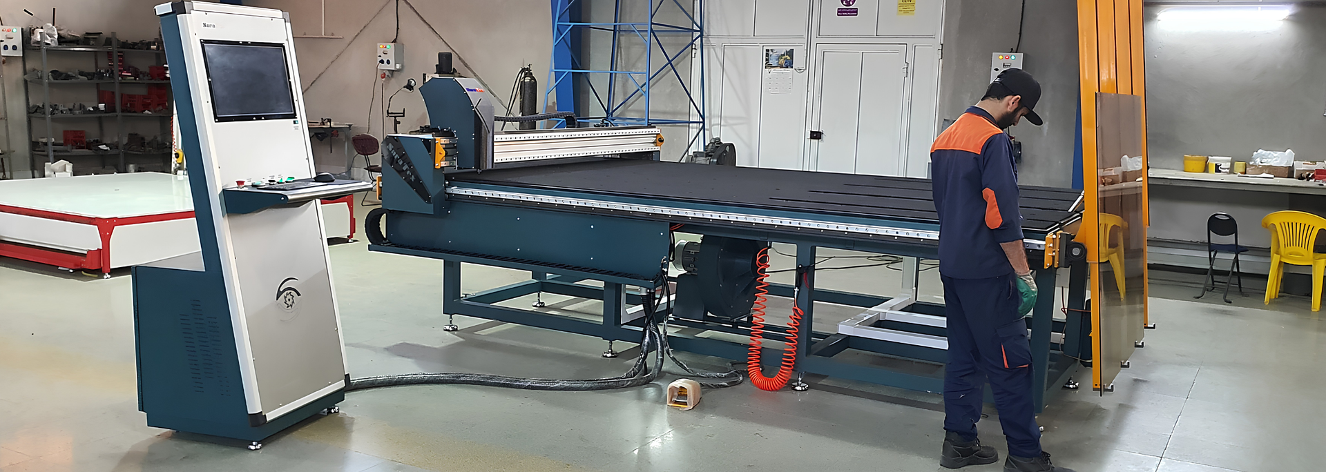Picture of glass manufacturing machinery. 