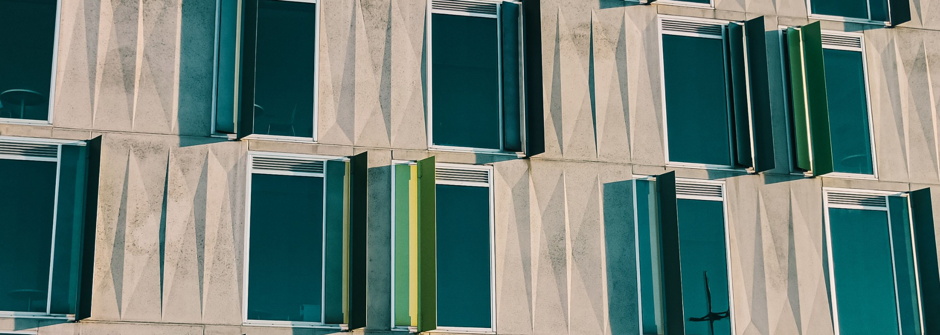 Picture of windows on the side of a building. 