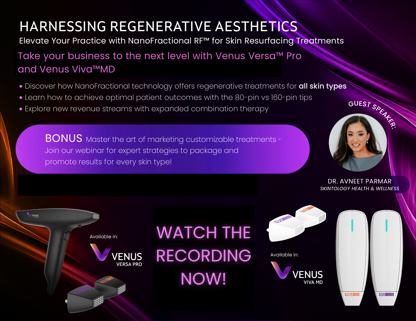 A poster for harnessing regenerative aesthetics with a woman on it.
