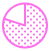 A pink pie chart with dots on it is shown on a white background.