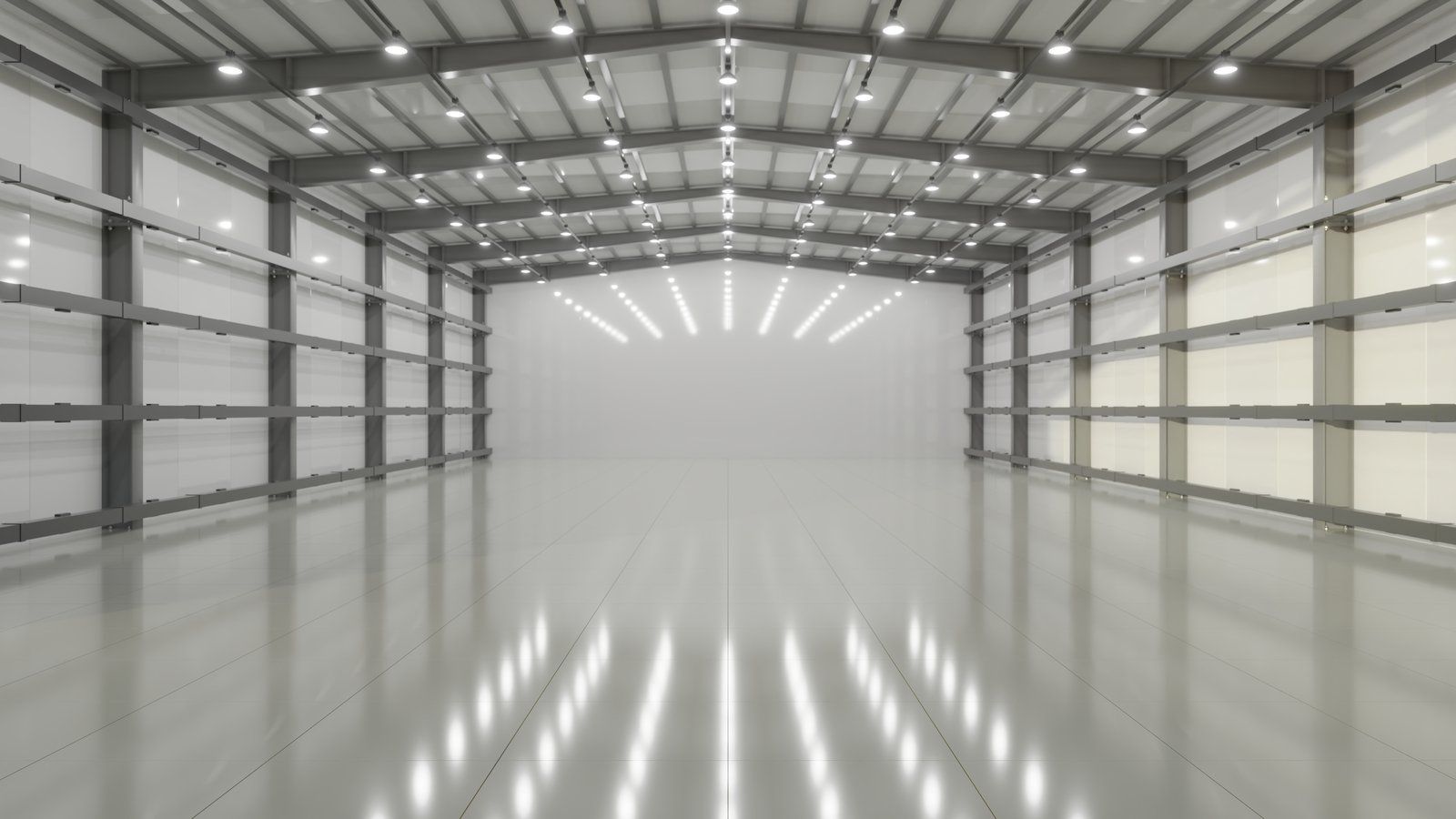 warehouse with many lights
