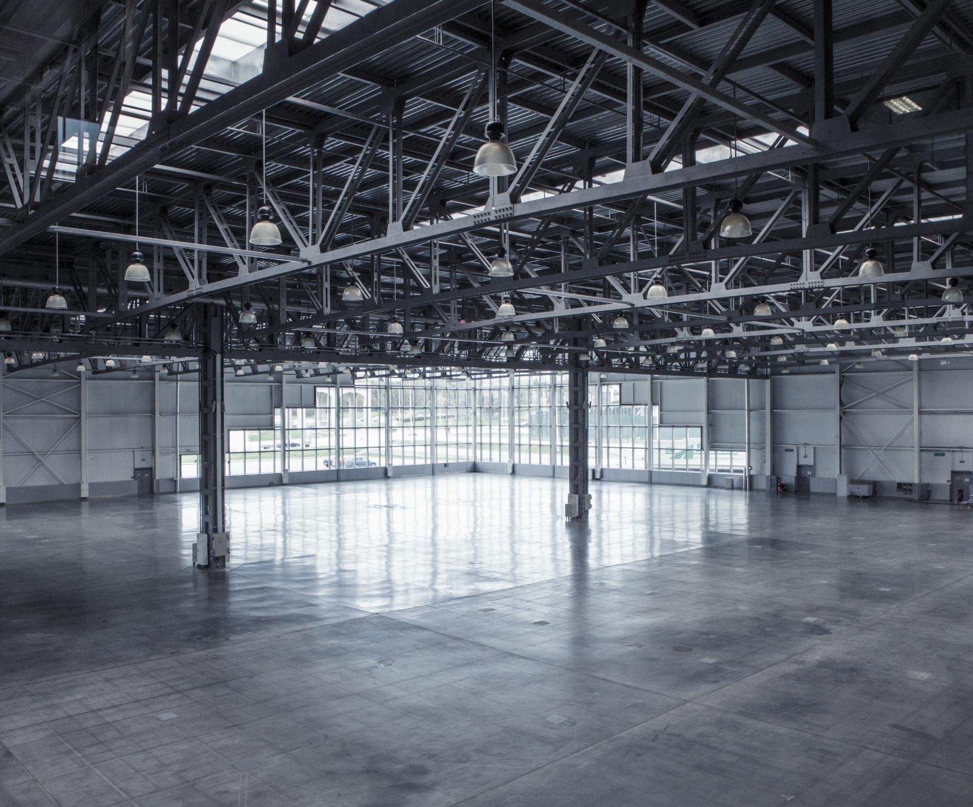 wide warehouse with epoxy flooring