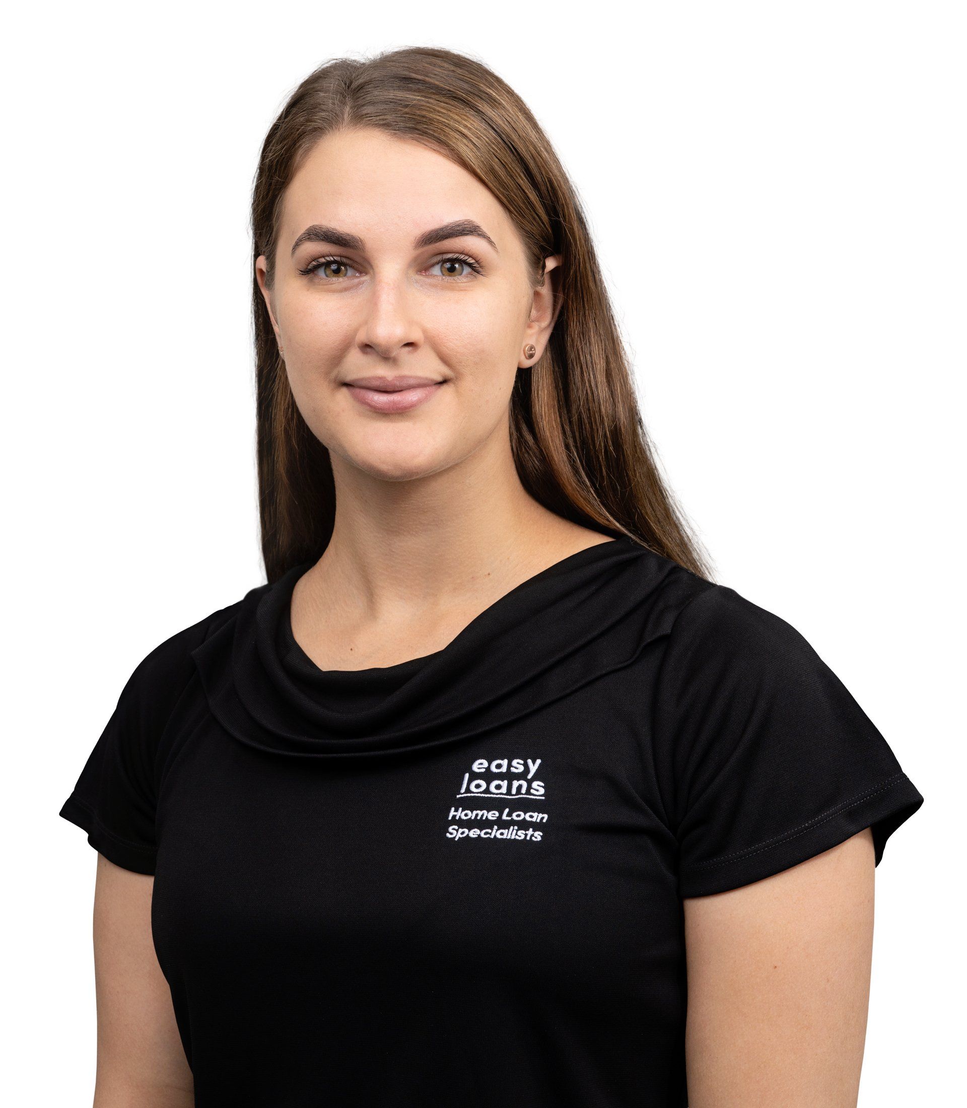 A woman wearing a black shirt that says enjoy income