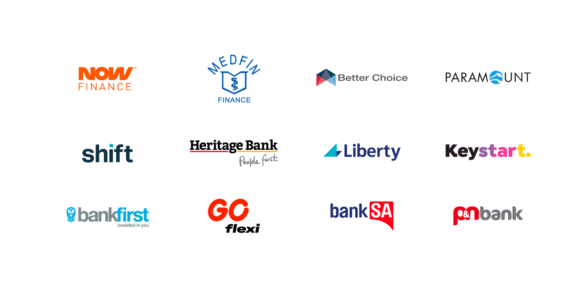 A bunch of logos for different companies on a white background