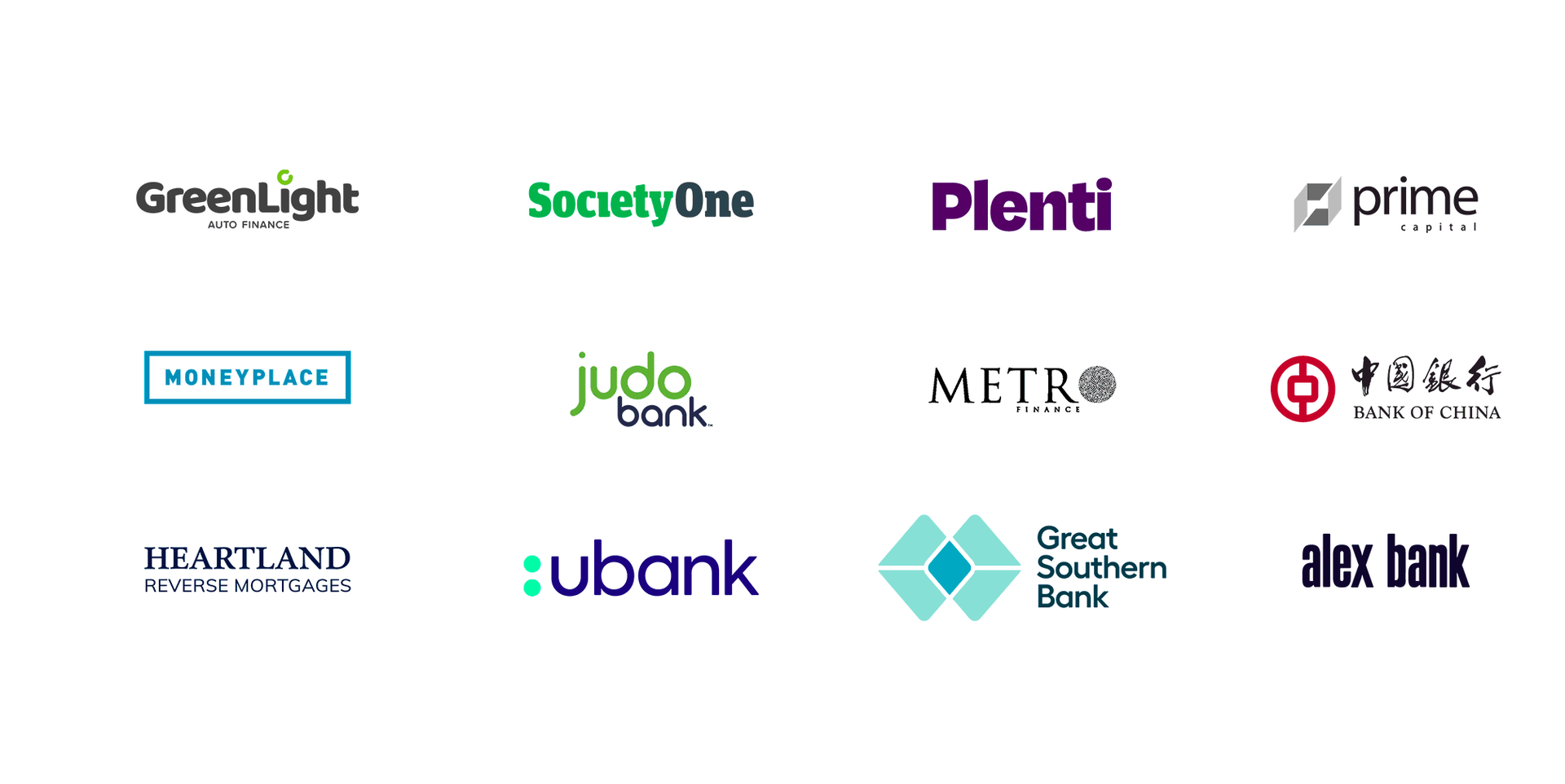 A group of logos for different companies on a white background.