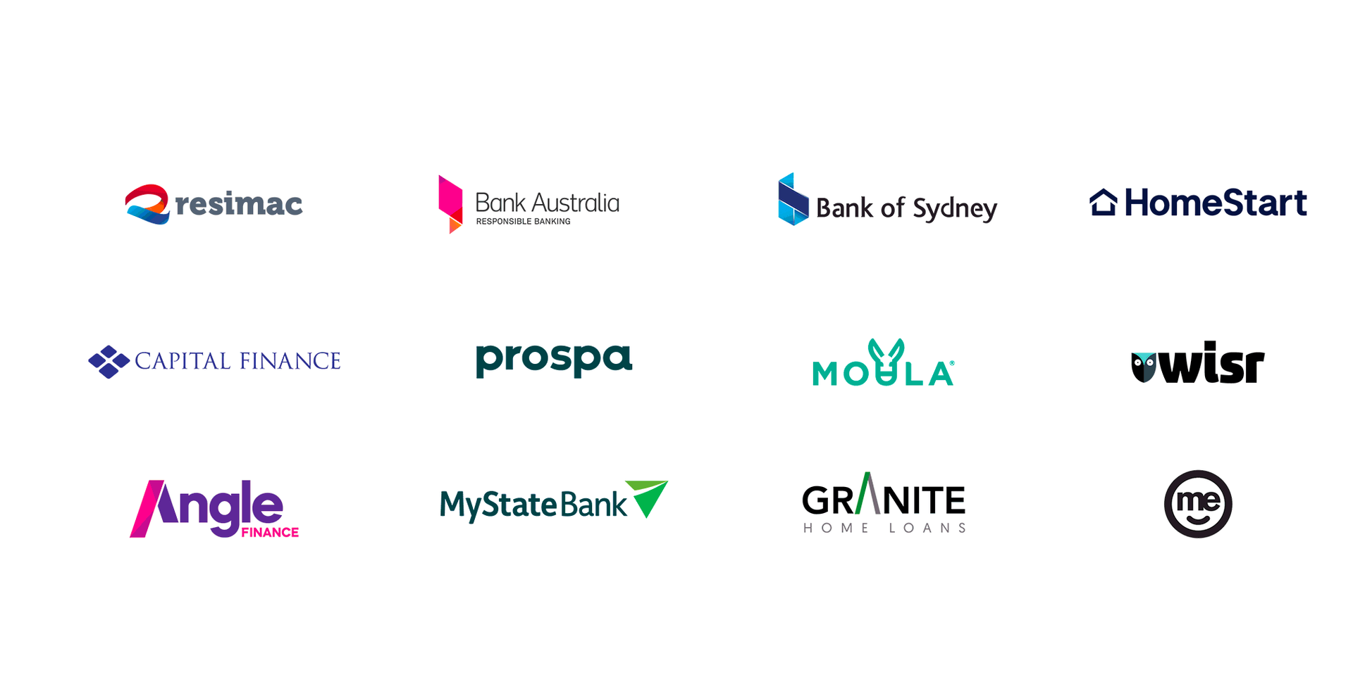A bunch of logos for different companies on a white background