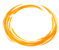 Arancione, pennellata ovale, centrato, sfondo bianco.