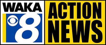 WAKA 8 Action News logo in black, yellow, blue, and white