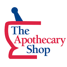 The Apothecary Shop logo with red mortar and blue-handled pestle.