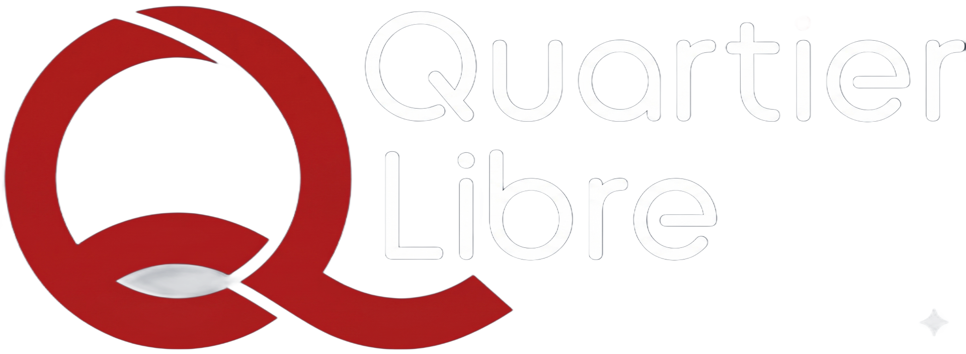 Red stylized “Q” logo with the words “Quartier libre” in light gray.