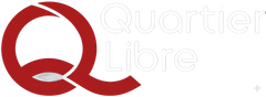 Red stylized “Q” logo with the words “Quartier libre” in light gray.