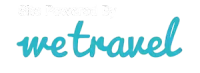 Logo turquoise « wetravel » en écriture manuscrite sur fond blanc