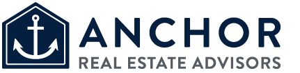 Anchor Real Estate Advisors logo with navy anchor icon and blue text on a white background