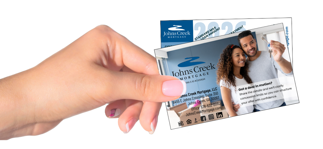 Hand holding a travel brochure with smiling couple and airplane graphics