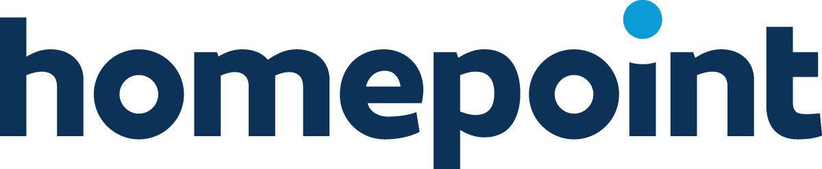 Homepoint logo in dark blue with a teal dot over the “i”