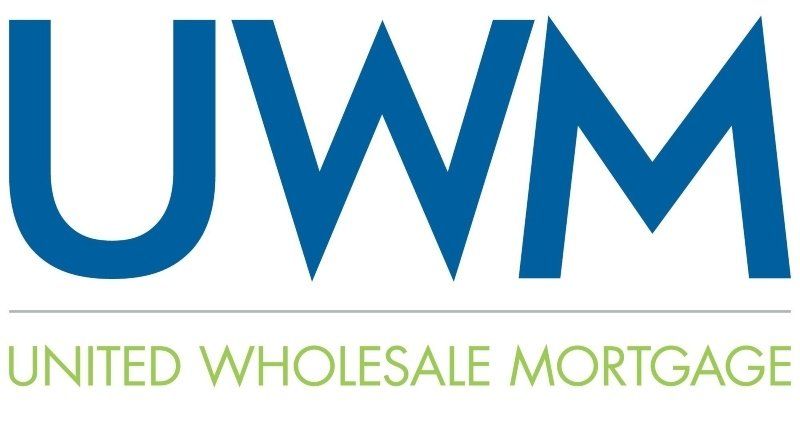UWM logo in blue and green with the words “United Wholesale Mortgage” beneath it