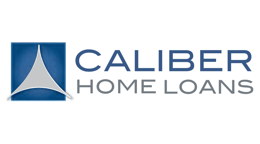 Caliber Home Loans logo with blue square icon and gray text on white background
