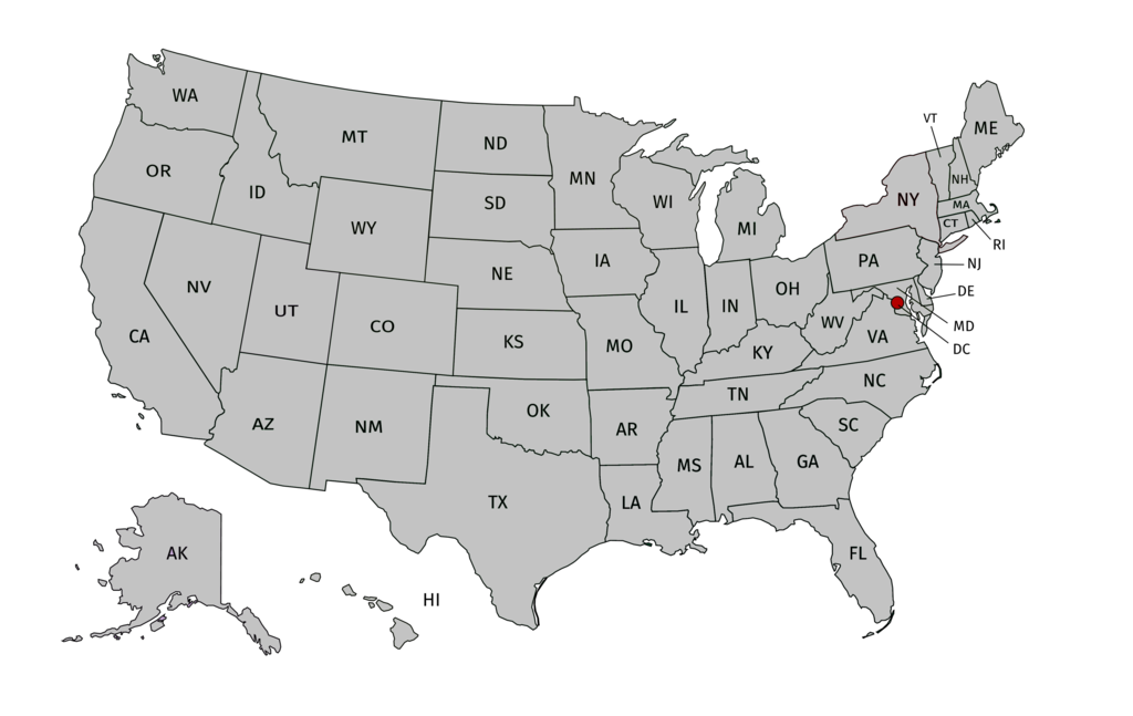 Map of the U.S. to show Endeavor Agency's nationwide reach for executives, VPs, and senior managers.