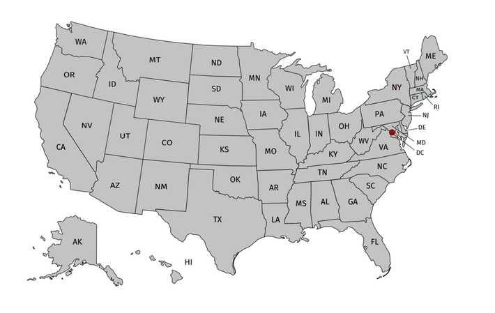 Map of the U.S. to show Endeavor Agency's nationwide reach for executives, VPs, and senior managers.