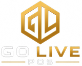 Blue "Go POS" logo with circular arrow icon and small underline lines