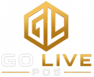 Blue Go POS logo with a stylized play icon and the words “Go POS” on a white background