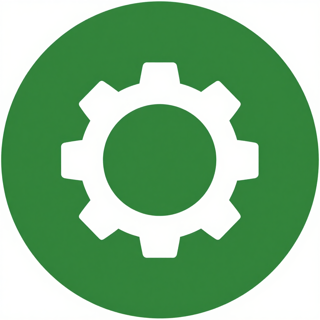 Groen rondje met industriewiel in het midden
