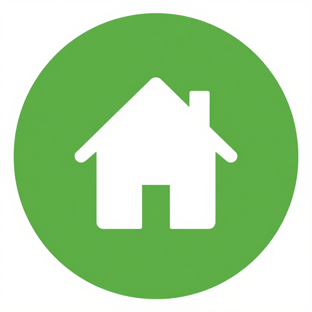 Groen rondje met wit huisje in het middan